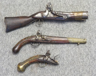 Lot 233 - AN 18 BORE BALKAN FLINTLOCK KUBUR PISTOL