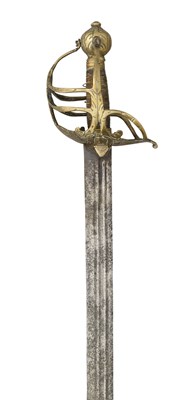 Lot 241 - A RARE ENGLISH BACKSWORD WITH BRASS MORTUARY HILT