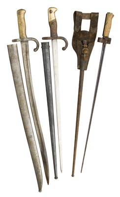 Lot 329 - FIVE FRENCH 1866 MODEL CHASSEPOT SABRE BAYONETS; FIVE FRENCH 1874 MODEL GRAS BAYONETS; THREE FRENCH