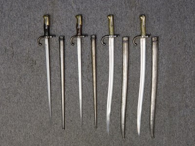 Lot 330 - TWO FRENCH CHASSEPOT AND TWO GRAS BAYONETS
