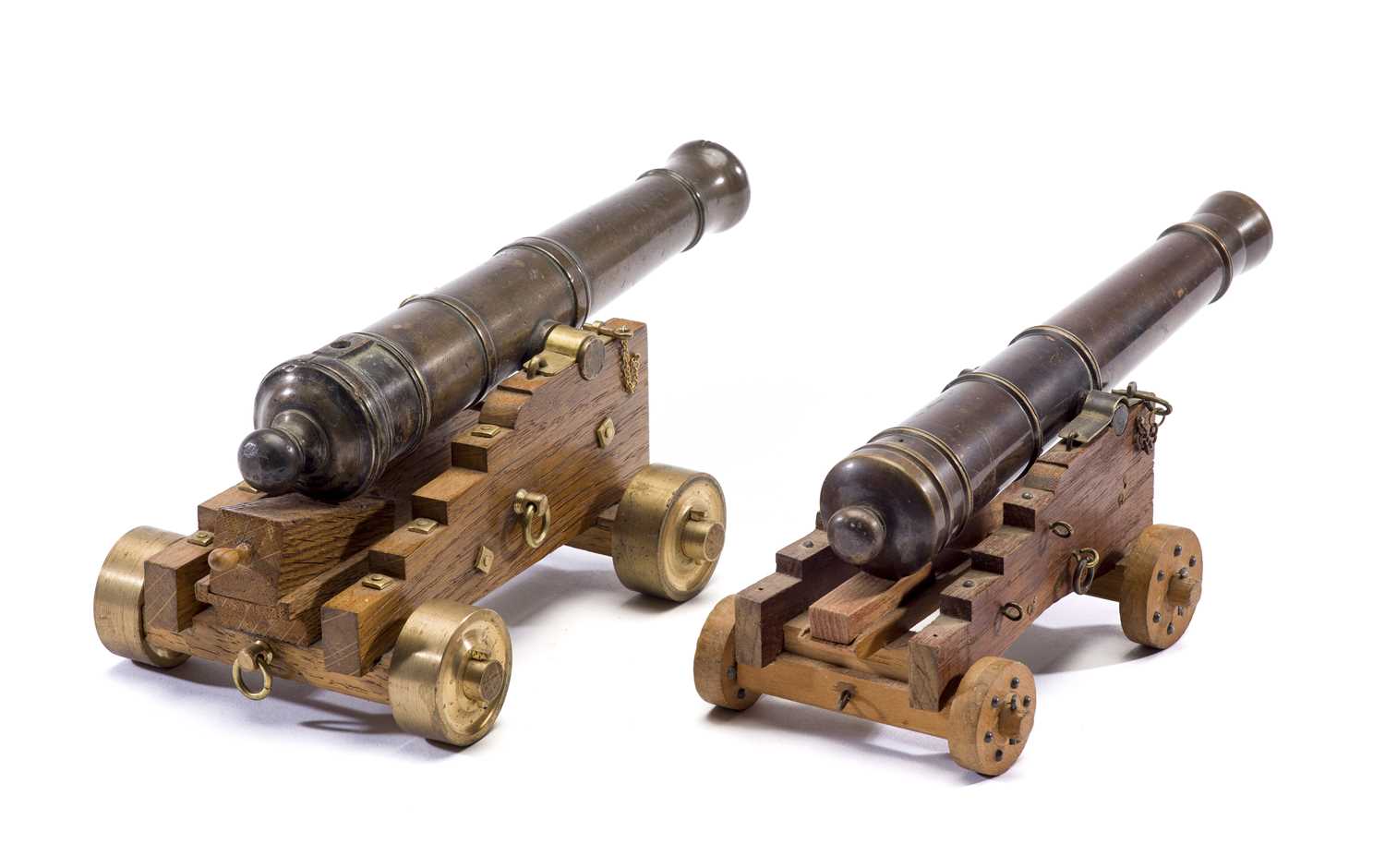 Lot 446 - TWO MINIATURE NAVAL GUNS IN MID-18TH CENTURY STYLE