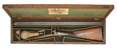 Lot 479 - A CASED 12 BORE D.B. PERCUSSION GUN BY GEORGE THOMSON