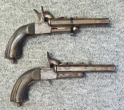 Lot 495 - A PAIR OF 80 BORE CONTINENTAL PIN-FIRE PISTOLS
