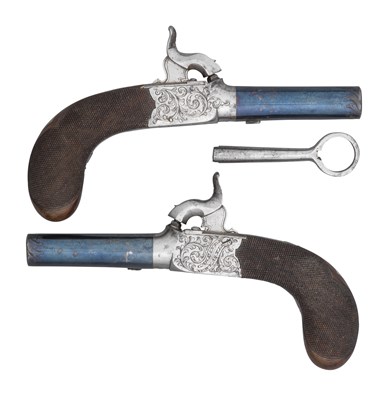 Lot 500 - A PAIR OF 80 BORE PERCUSSION POCKET PISTOLS BY GARDINER