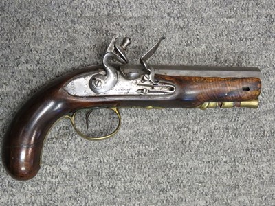 Lot 502 - A 14 BORE FLINTLOCK TRAVELLING PISTOL SIGNED SMITH