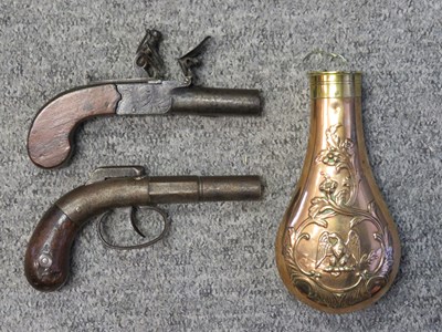 Lot 503 - A 54 BORE FLINTLOCK POCKET PISTOL