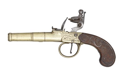 Lot 505 - A 60 BORE FLINTLOCK POCKET PISTOL BY GRIFFIN