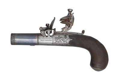 Lot 507 - A 50 BORE FLINTLOCK POCKET PISTOL SIGNED DAVIDSON