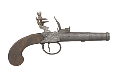 Lot 508 - A 54 BORE FLINTLOCK POCKET PISTOL BY GODSALL JNR