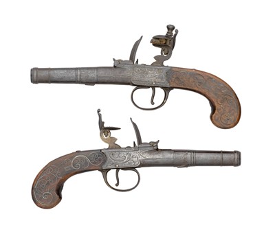 Lot 510 - A PAIR OF 54 BORE FLINTLOCK TURN-OFF PISTOLS BY I. FURBER