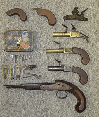 Lot 511 - A PAIR OF 54 BORE FLINTLOCK POCKET PISTOLS BY SIMMONS
