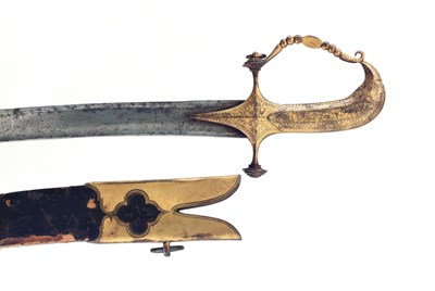 Lot 19 - an unusual indian officer's sword with indian gilt-brass hilt