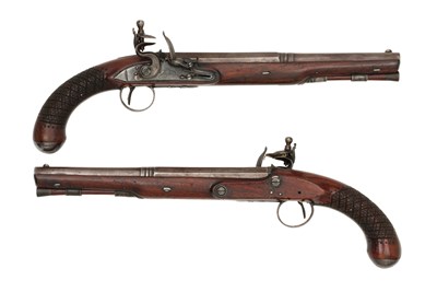 Lot 83 - A PAIR OF FLINTLOCK PISTOLS BY JOVER