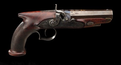 Lot 112 - an unusual percussion officers pistol by joseph manton