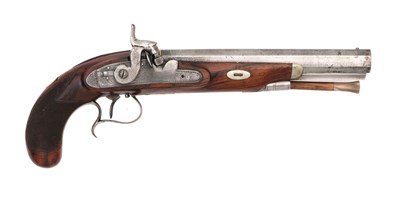 Lot 126 - A percussion travelling pistol signed o.libeau