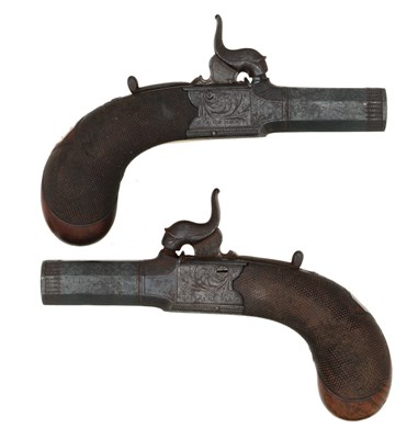 Lot 128 - A PAIR OF PERCUSSION POCKET PISTOLS BY WESTLEY