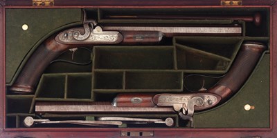 Lot 131 - A PAIR OF PERCUSSION TARGET PISTOLS BY DEANE'S