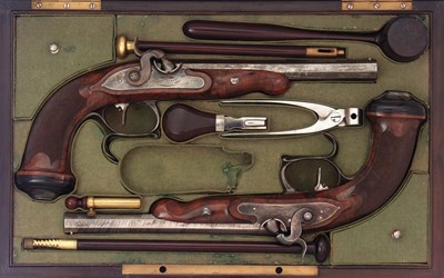 Lot 148 - a pair of french percussion rifled target pistols by baucheron pirmet