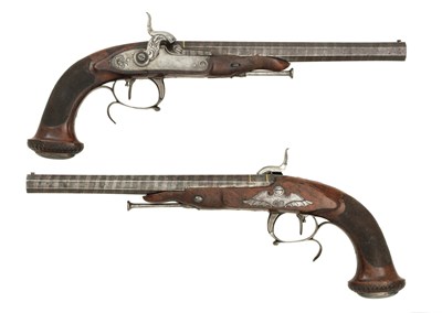 Lot 161 - a pair of continental rifled percussion target pistols