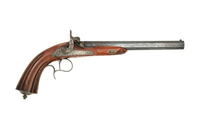 Lot 165 - A BELGIAN PERCUSSION RIFLED TARGET PISTOL
