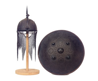 Lot 272 - an indo-persian kulah-khud and dhal