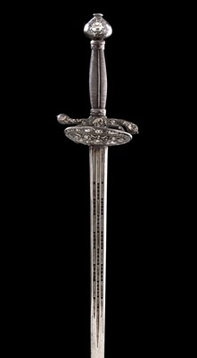 Lot 309 - a north european transitional rapier with silver-encrusted hilt
