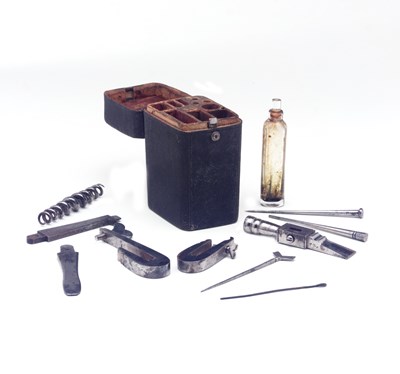 Lot 366 - a fine cased set of french steel gunmaker's tools