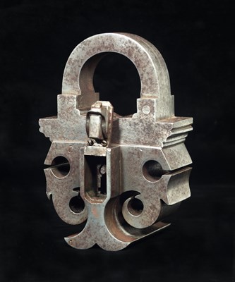 Lot 373 - **a fine german steel padlock