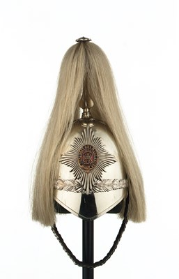 Lot 386 - A CAVALRY OFFICER'S WHITE METAL HELMET