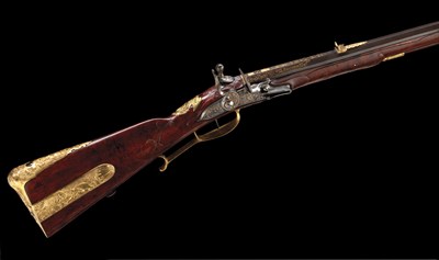 Lot 428 - A FINE BOHEMIAN FLINTLOCK SPORTING RIFLE BY