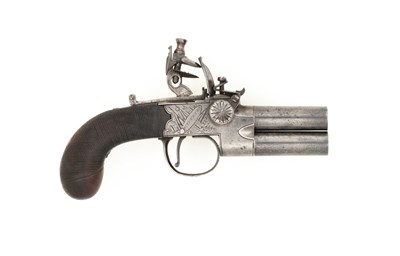 Lot 435 - an over-and-under flintlock tap-action pistol signed w.smith