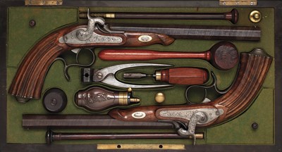 Lot 448 - A PAIR OF FRENCH PERCUSSION RIFLED TARGET