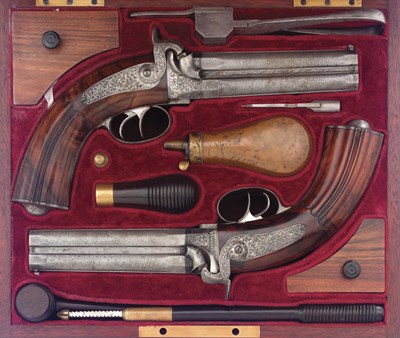 Lot 450 - **A PAIR OF SAXON OVER-AND-UNDER RIFLED