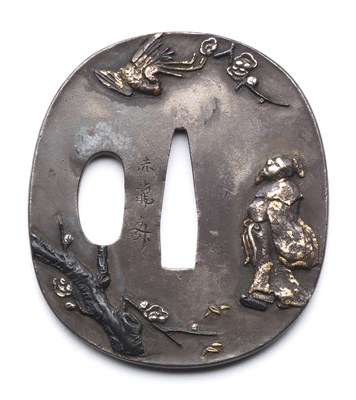 Lot 42 - A JAPANESE SWORD GUARD (TSUBA)