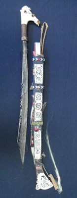Lot 70 - A BORNEO (DYAK) HEADHUNTERS SWORD (MANDAU)