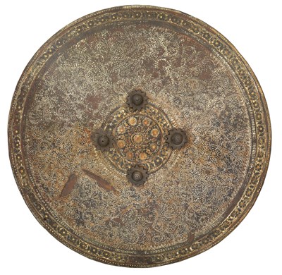 Lot 100 - AN INDIAN HIDE SHIELD (DHAL)