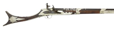 Lot 104 - â€¡ AN 11 BORE BALKAN SILVER-MOUNTED GUN (KARIOPHILI) WITH OTTOMAN BARREL