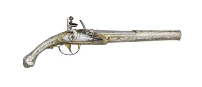Lot 106 - A 22 BORE BALKAN FLINTLOCK HOLSTER PISTOL