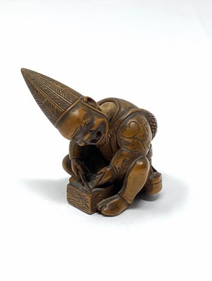 Lot 49 - A JAPANESE WOOD NETSUKE, SIGNED MASAYOSHI, NAGOYA, 19TH CENTURY