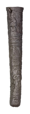 Lot 160 - A GERMAN CHISELLED IRON SCABBARD FOR A SMALL DAGGER