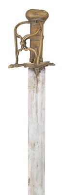 Lot 166 - AN UNUSUAL BASKET-HILTED BROADSWORD