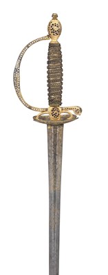 Lot 218 - A FRENCH SMALL-SWORD WITH CHISELLED IRON HILT
