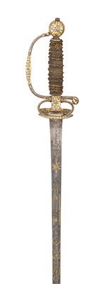 Lot 225 - A FRENCH SMALL-SWORD WITH CHISELLED AND GILT IRON HILT