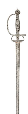 Lot 231 - A CONTINENTAL SMALL-SWORD WITH CHISELLED IRON HILT