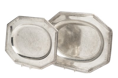 Lot 197 - A PAIR OF GEORGE I SILVER MEAT DISHES, DAVID WILLAUME, LONDON, 1725