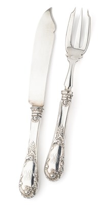 Lot 137 - A SET OF THIRTEEN AMERICAN SILVER FISH KNIVES AND THIRTEEN FORKS, DOMINICK & HAFF FOR RETAIL BY HOWARD & CO., NEW YORK, CIRCA 1900