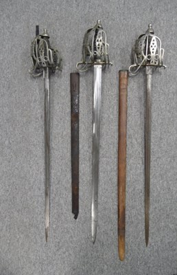 Lot 347 - THREE HIGHLAND BASKET-HILTED BROADSWORDS