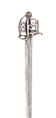 Lot 348 - A BASKET-HILTED BROADSWORD IN EARLY 18TH CENTURY SCOTTISH STYLE