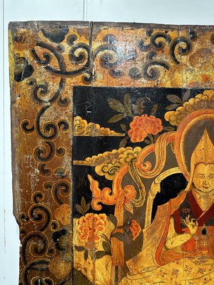 Lot 172 - A LARGE PAINTED WOOD PANEL, TIBET, 19TH CENTURY