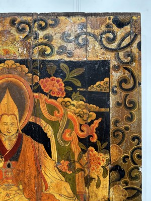 Lot 172 - A LARGE PAINTED WOOD PANEL, TIBET, 19TH CENTURY